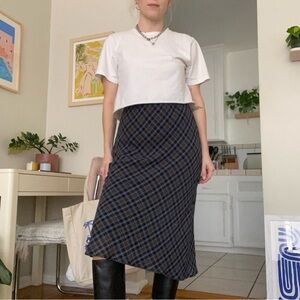 Plaid midi skirt